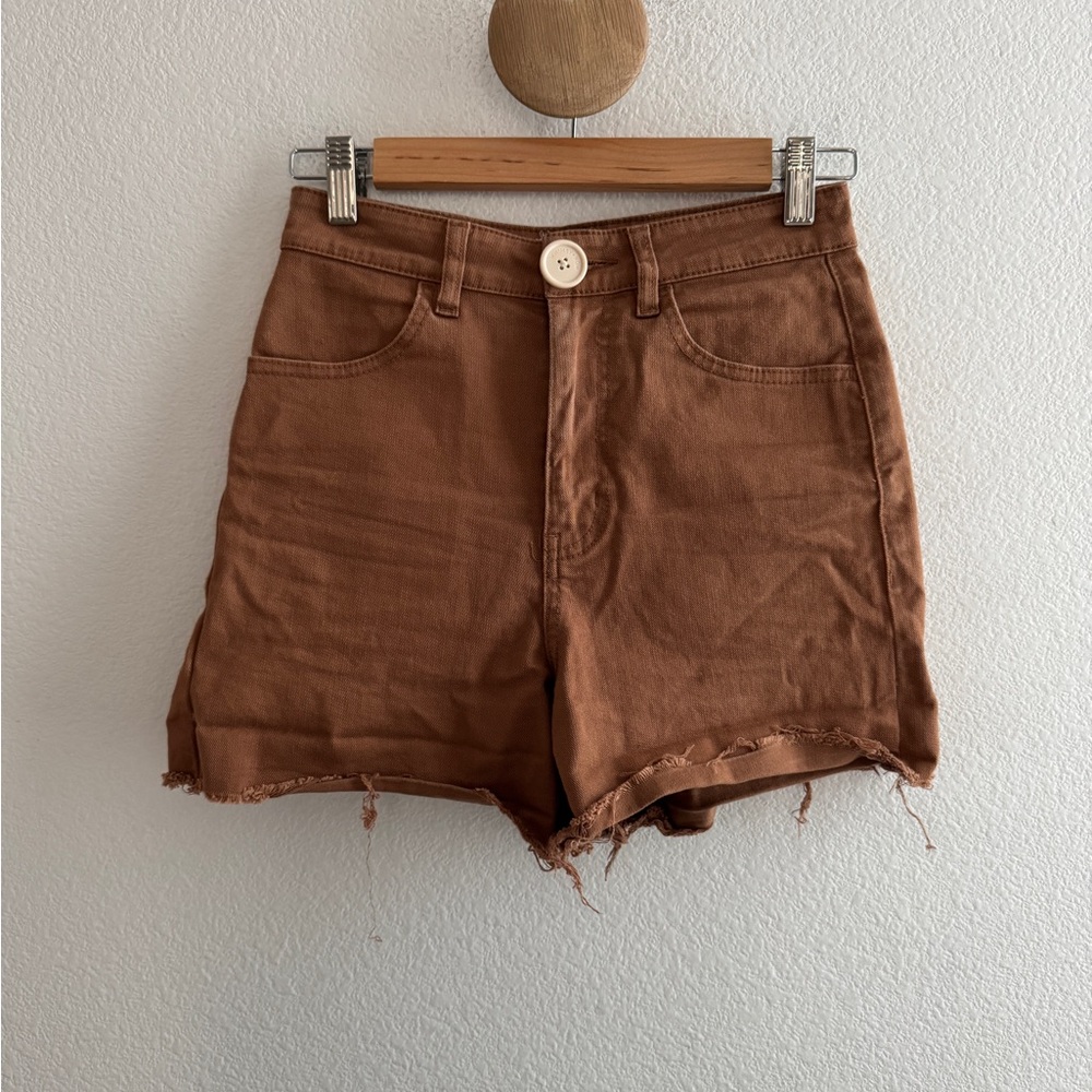 Whimsy + Row Brown Denim Cut Off Shorts
